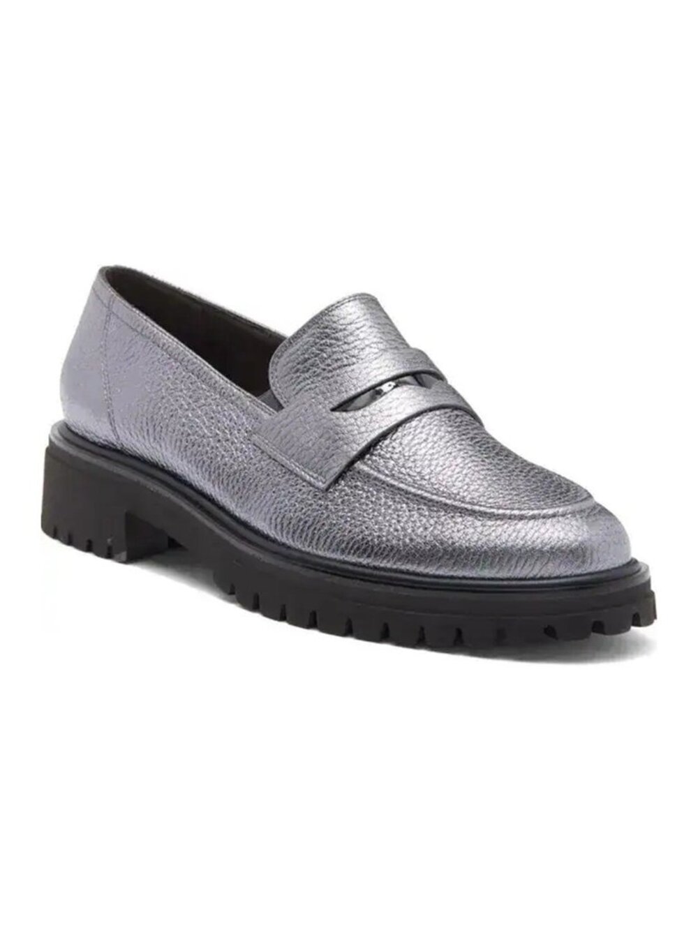 $480 PAUL GREEN WELLESLEY PLATFORM LOAFERS SHOES SILVER METALLIC 7 US (TF4)